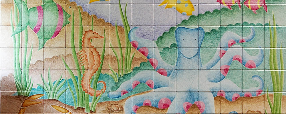 195 tile Sea scene mural for the Children's Theatre Recovery Ward